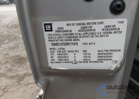 2005 GMC Yukon Slt from USA, damaged, VIN 1GKEC13T25R171915